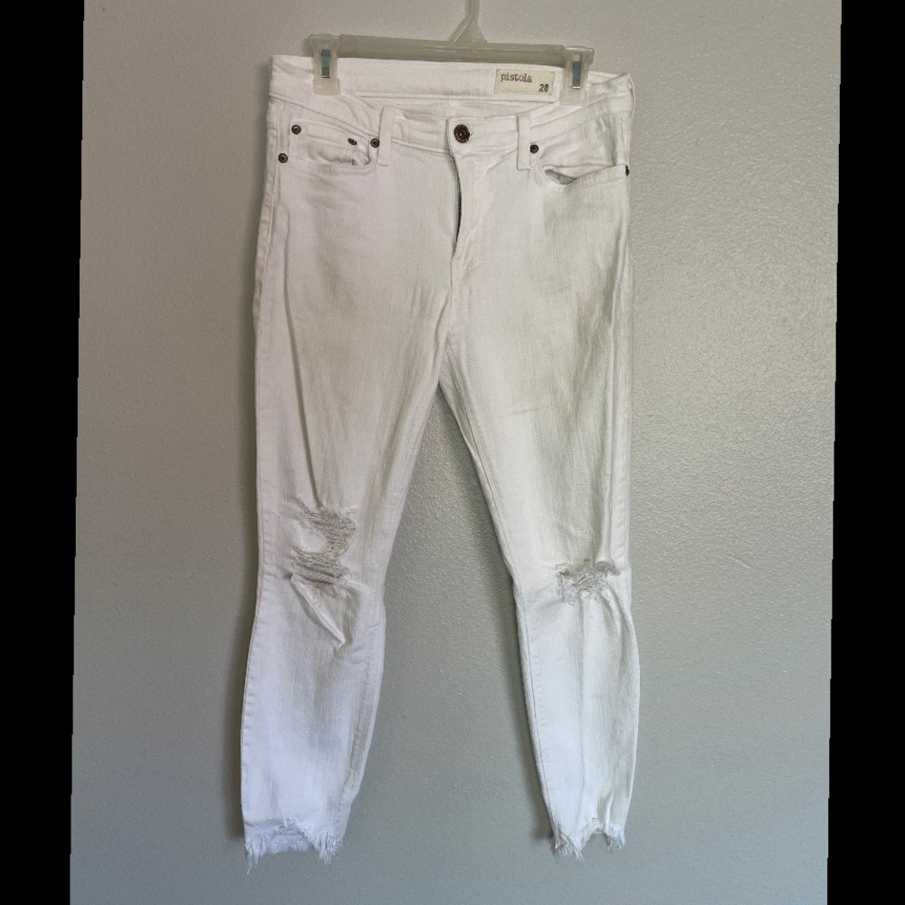 Pistola crop distressed denim